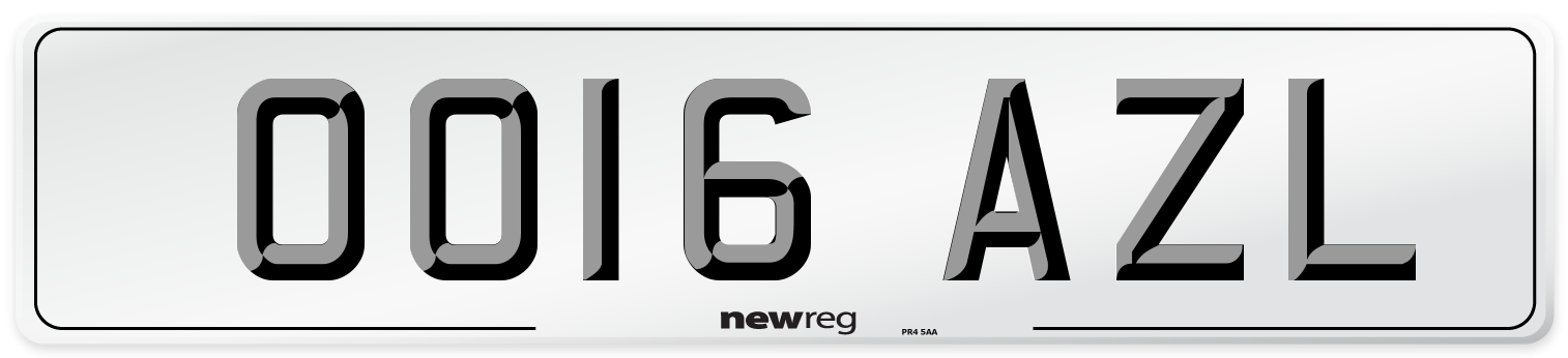 OO16 AZL Number Plate from New Reg